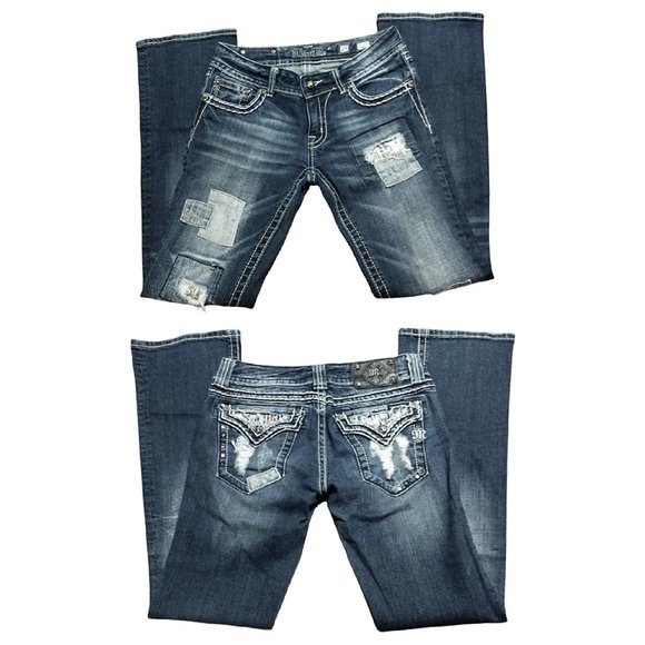 Distressed Bling Patchwork Miss Me Jeans - Picture 1 of 8